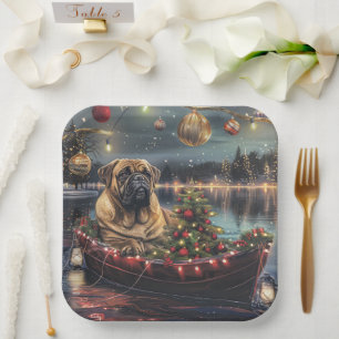 Bullmastiff Christmas Festive Voyage Paper Plate