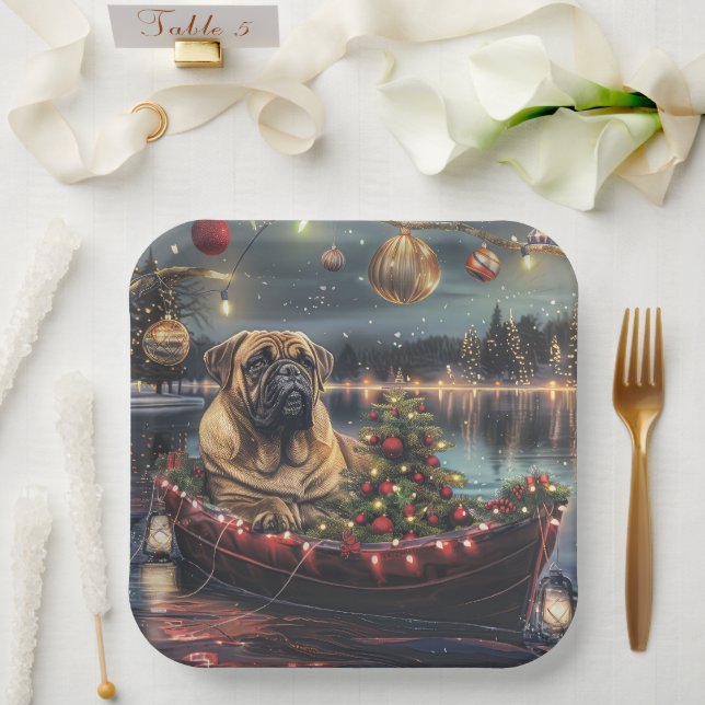 Bullmastiff Christmas Festive Voyage Paper Plate (Wedding)