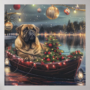 Bullmastiff Christmas Festive Voyage Poster