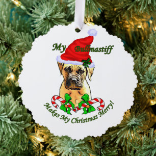 Bullmastiff Christmas Gifts Tree Decoration Card