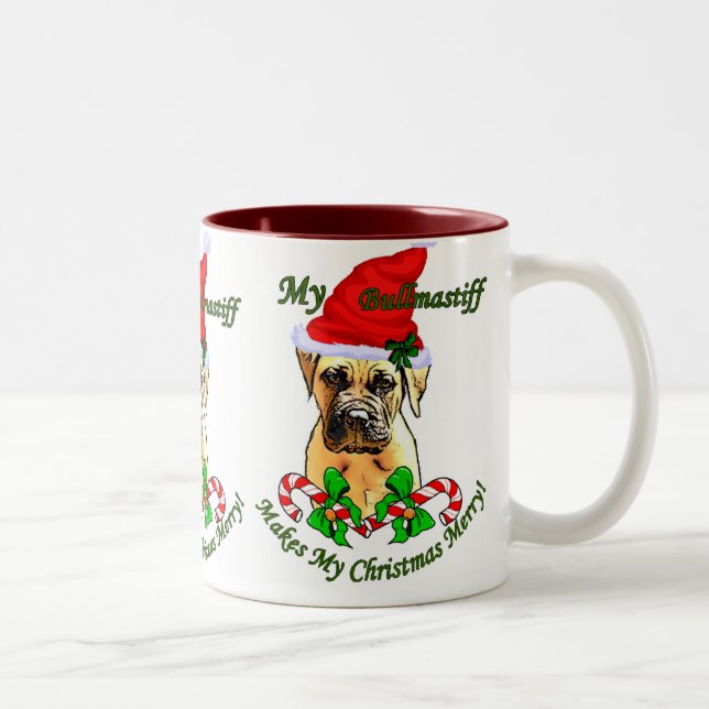 Bullmastiff Christmas Gifts Two-Tone Coffee Mug (Right)