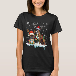 Bullmastiff Christmas Lights Santa Hat Reindeer Pa T-Shirt