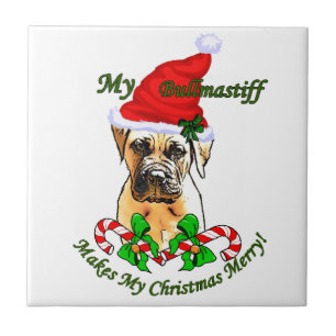 Bullmastiff Christmas Merry Tile
