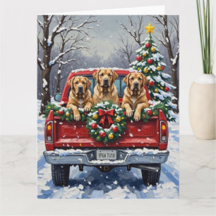 Bullmastiff Christmas Red Truck Holiday Card