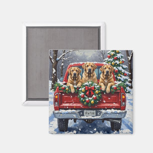 Bullmastiff Christmas Red Truck Holiday Magnet
