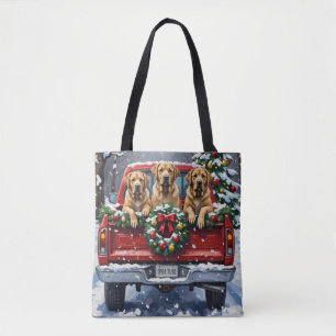 Bullmastiff Christmas Red Truck Holiday Tote Bag