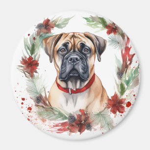 Bullmastiff Christmas Wreath Festive Pup Magnet