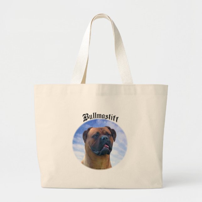 Bullmastiff Clouds Large Tote Bag (Front)