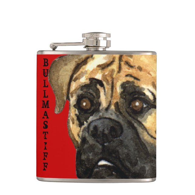 Bullmastiff Colour Block Hip Flask (Front)