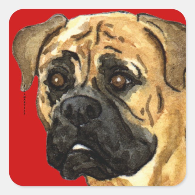 Bullmastiff Colour Block Square Sticker (Front)