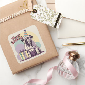 Bullmastiff Colourful Square Sticker