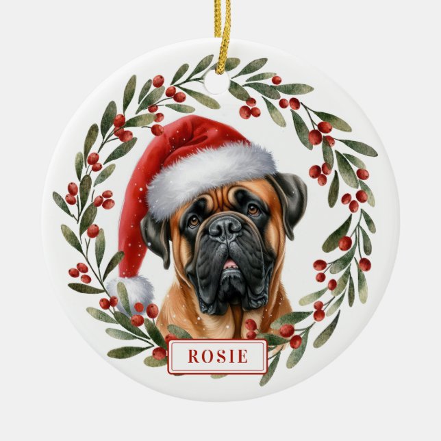 Bullmastiff Dog Ceramic Circle Ornament (Front)