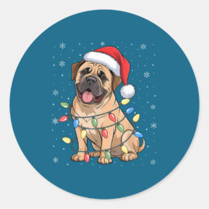 Bullmastiff Dog Christmas Tree Lights Dogs Xmas Pa Classic Round Sticker