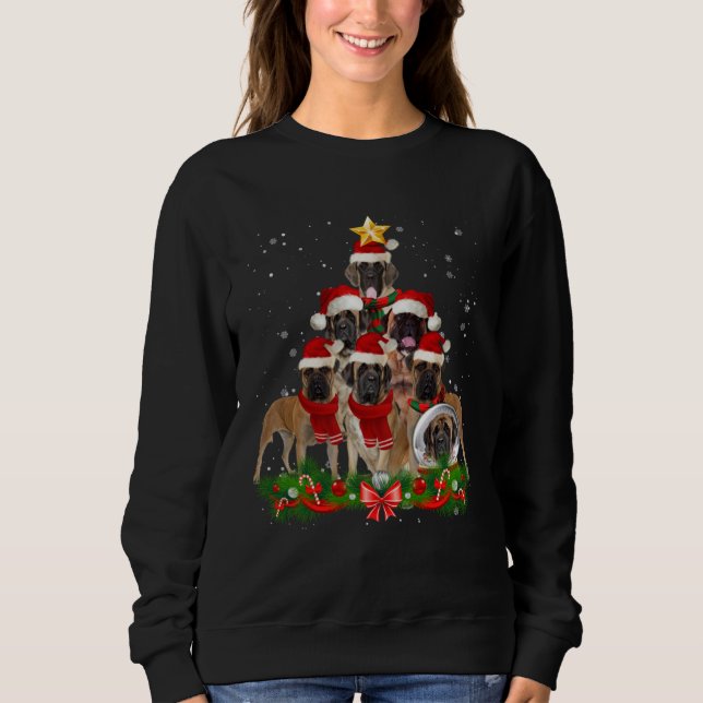 Bullmastiff Dog Christmas Tree Sweatshirt (Front)