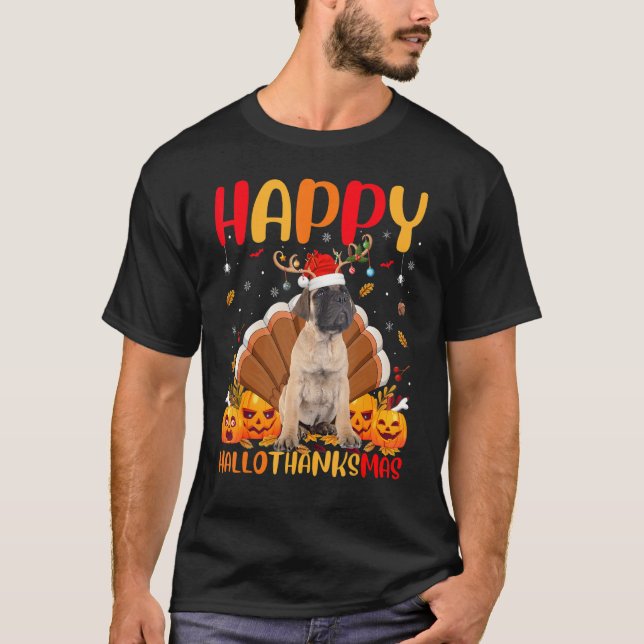 Bullmastiff Dog  Happy Bullmastiff Hellothanksmas T-Shirt (Front)
