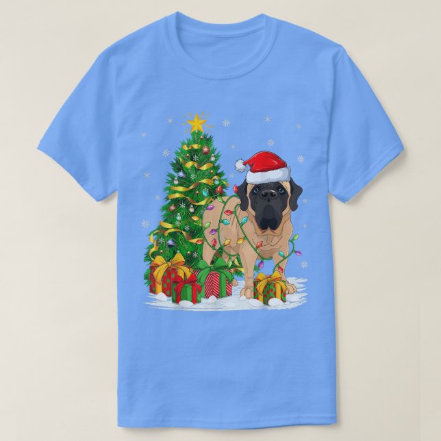 Bullmastiff Dog Lover Xmas Tree Santa Bullmastiff  T-Shirt (Design Front)