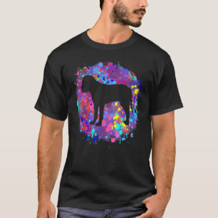 Bullmastiff Dog Pink Watercolor Splatter Art Love T-Shirt