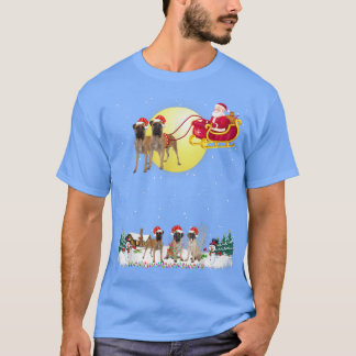Bullmastiff Dog Reindeer Dog Lights Christmas Love T-Shirt