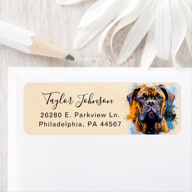 Bullmastiff Dog Return Address Label (Insitu)
