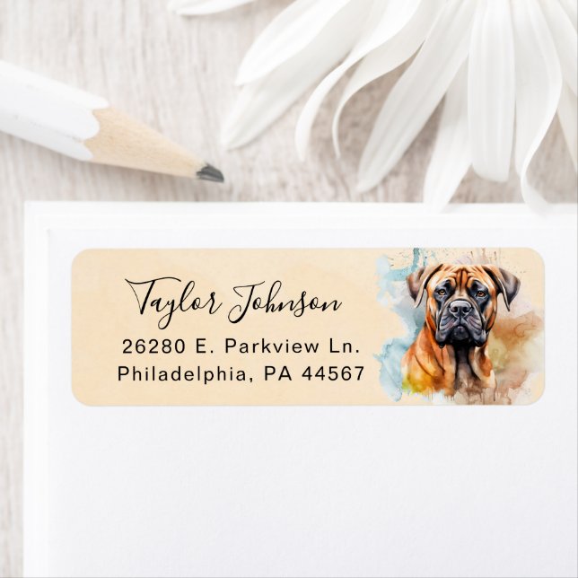 Bullmastiff Dog Return Address Label (Insitu)