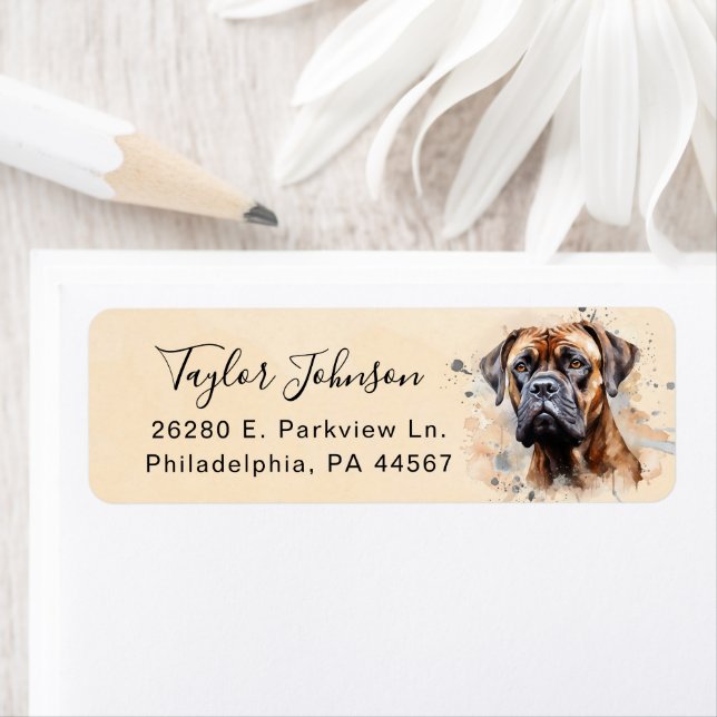 Bullmastiff Dog Return Address Label (Insitu)