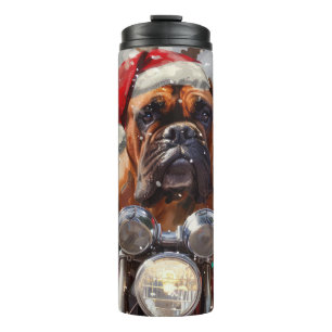 Bullmastiff Dog Riding Motorcycle Christmas  Thermal Tumbler