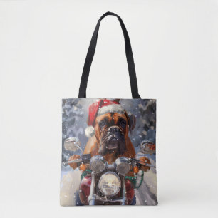 Bullmastiff Dog Riding Motorcycle Christmas  Tote Bag