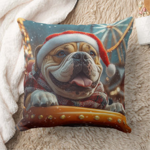 Bullmastiff Dog Roller Coaster Christmas Cushion