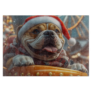 Bullmastiff Dog Roller Coaster Christmas  Cutting Board
