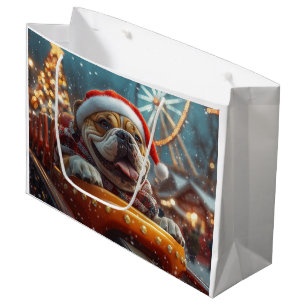 Bullmastiff Dog Roller Coaster Christmas  Large Gift Bag
