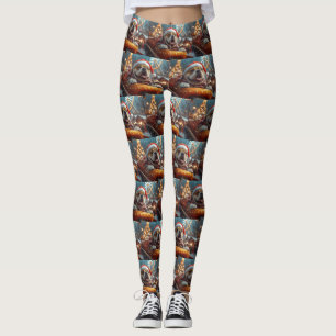 Bullmastiff Dog Roller Coaster Christmas  Leggings