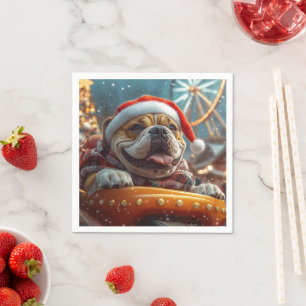 Bullmastiff Dog Roller Coaster Christmas  Napkin