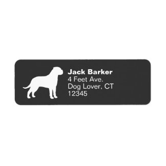 Bullmastiff Dog Silhouette Return Address Labels