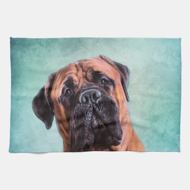 Bullmastiff dog tea towel (Horizontal)