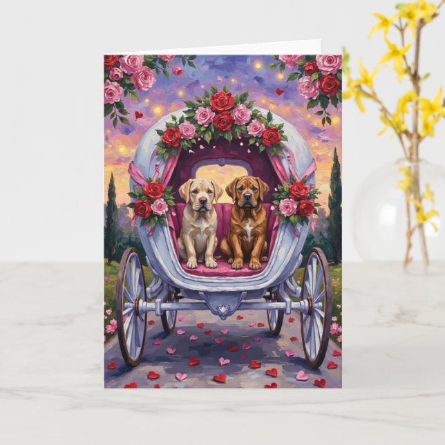 Bullmastiff Dog Valentine's Day  Card (Yellow Flower)