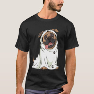 Bullmastiff Dog Wearing A White Ghost Costume Dog T-Shirt