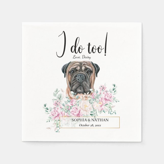 Bullmastiff Dog Wedding Cocktail Napkins (Front)