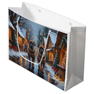 Bullmastiff Dogs Christmas Snow Holiday  Large Gift Bag