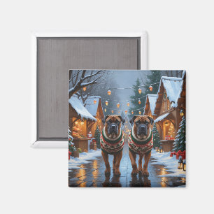 Bullmastiff Dogs Christmas Snow Holiday Magnet