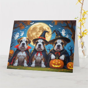 Bullmastiff Dogs Pumpkin Halloween Funny Card