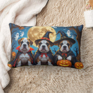 Bullmastiff Dogs Pumpkin Halloween Funny Lumbar Cushion
