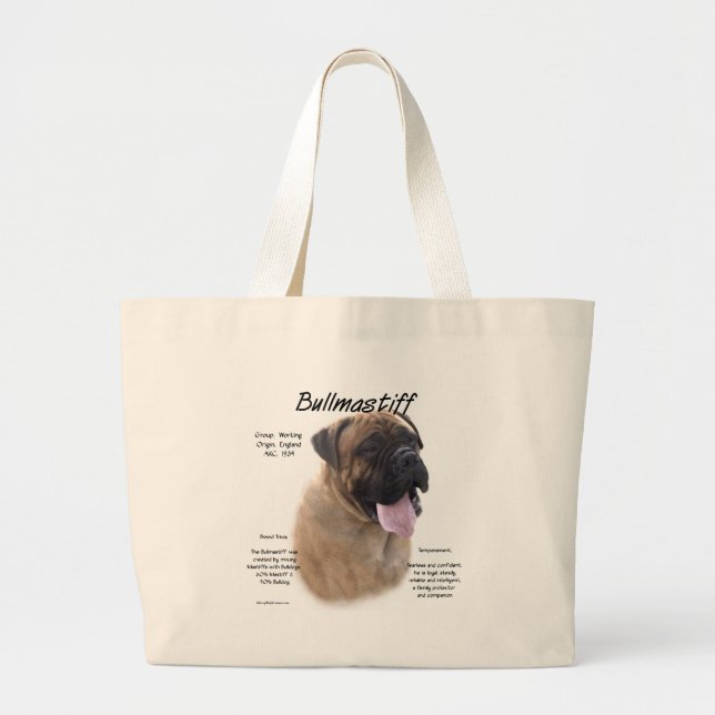Bullmastiff (fawn) History Design Large Tote Bag (Front)