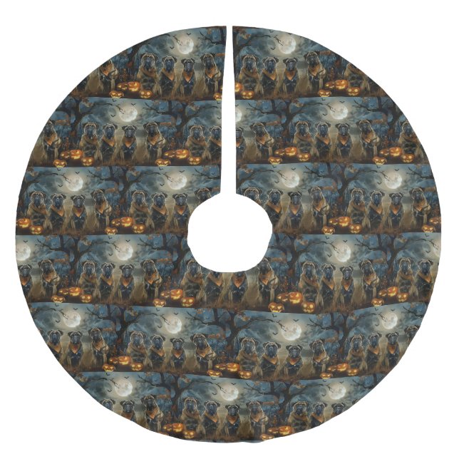 Bullmastiff Halloween Spooky Brushed Polyester Tree Skirt (Front)