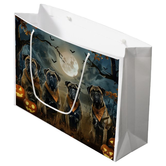 Bullmastiff Halloween Spooky Large Gift Bag (Front Angled)