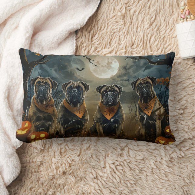 Bullmastiff Halloween Spooky Lumbar Cushion (Blanket)