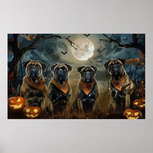 Bullmastiff Halloween Spooky Poster (Front)