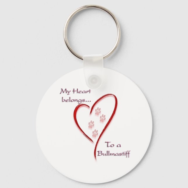 Bullmastiff Heart Belongs Key Ring (Front)