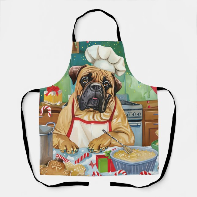 Bullmastiff Holiday Baking: Festive Christmas Apron (Front)
