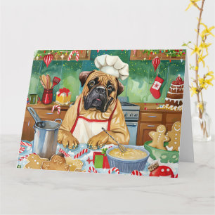Bullmastiff Holiday Baking: Festive Christmas Card