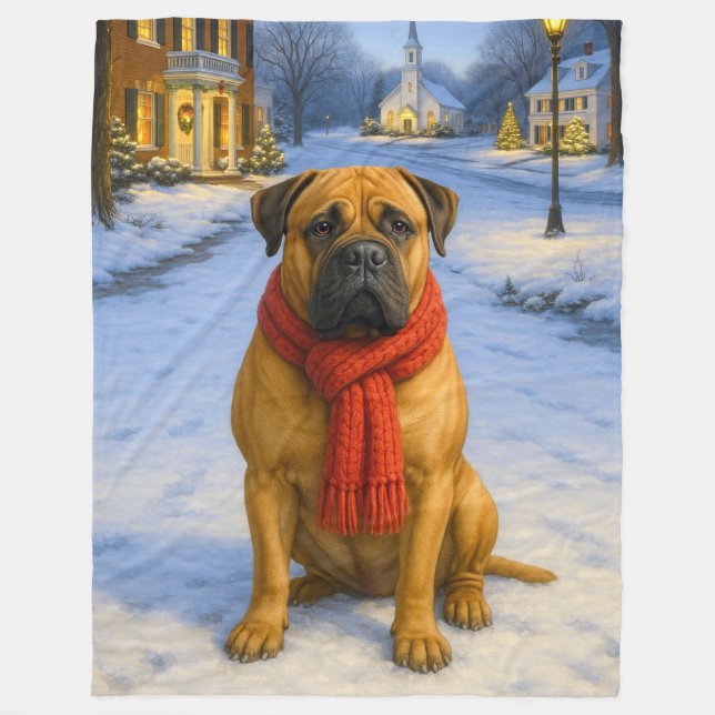 Bullmastiff Holiday Card Fleece Blanket (Front)